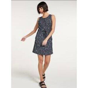 FLX Woven Tank Dress with Built-In Shorts Black Gray Floral Print Active